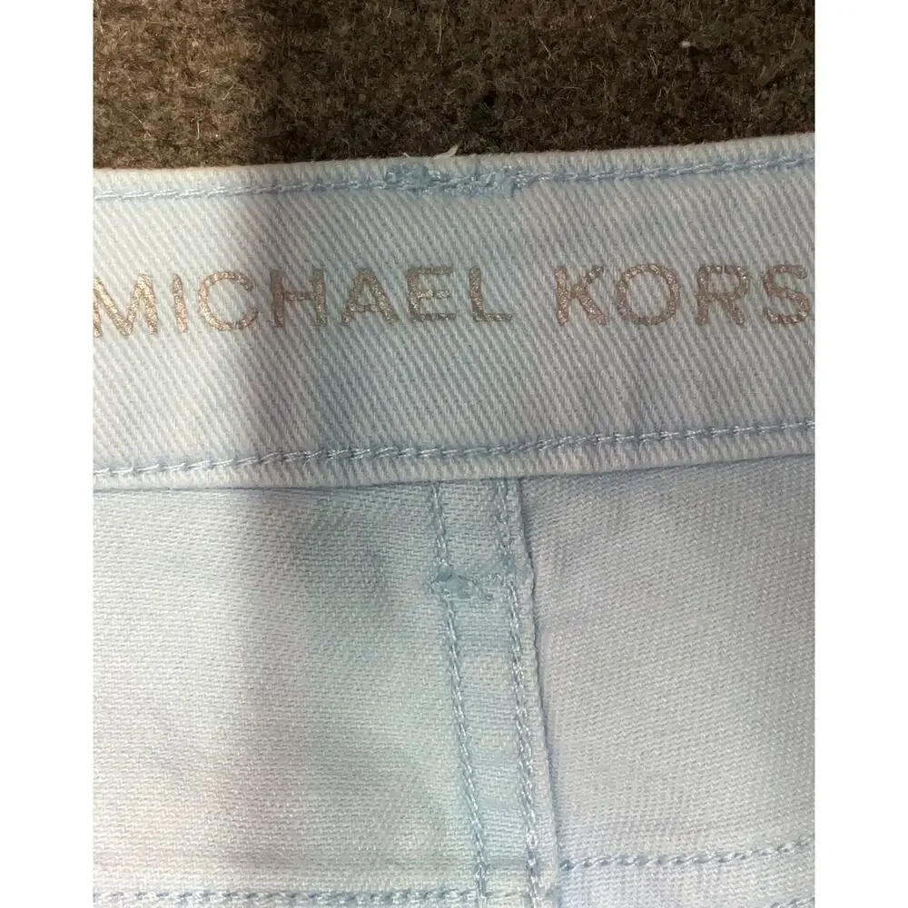 Michael Kors Izzy Cropped Skinny Jeans Light Baby Blue Stretch Pants Sz. 14